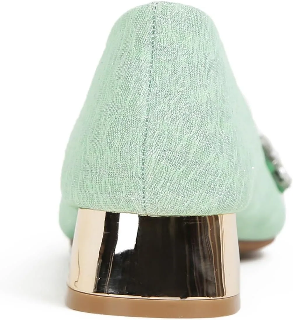Women's Rhinestone Fashion Pointed Toe Pearl Diamond Low Heel Dress Wedding Work Business Dance Pumps