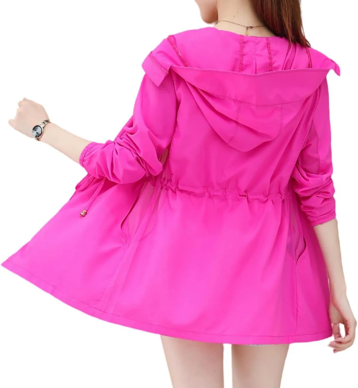 Womens sun protection clothing summer riding medium length hooded UV protection zipper sunscreen shirt