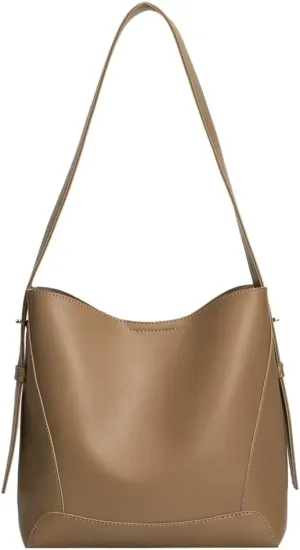 Women's Trendy Shoulder Crossbody Bag Vegan Leather Bucket Purse Large Totes Soft Handbag Top Handle Satchel