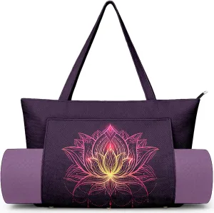 Women's Yoga Bag with Yoga Mat Carrier - Large Mat Pocket Fitness Tote for Pilates, Gym, Travel, Office & Beach