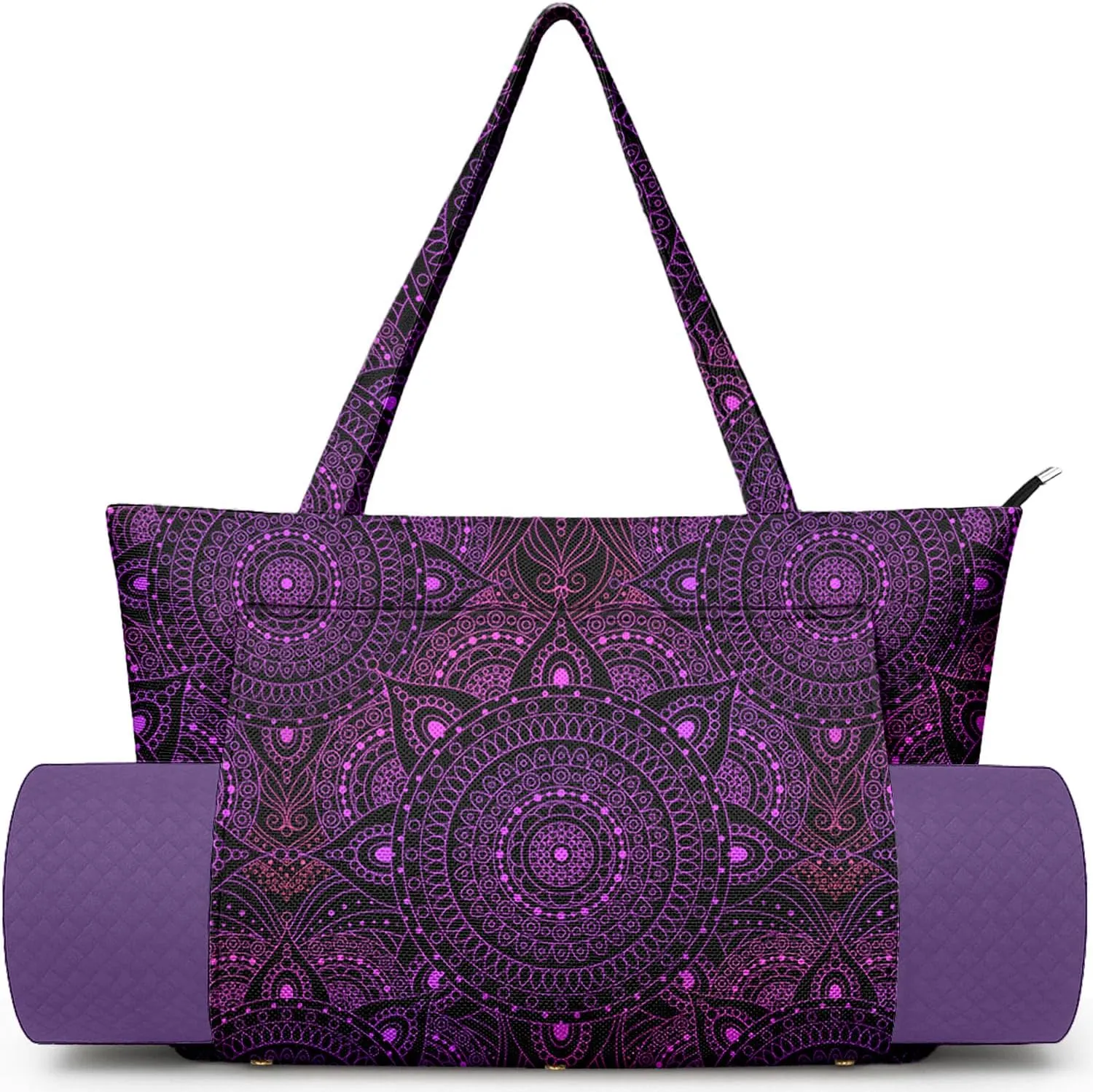Women's Yoga Bag with Yoga Mat Carrier - Large Mat Pocket Fitness Tote for Pilates, Gym, Travel, Office & Beach
