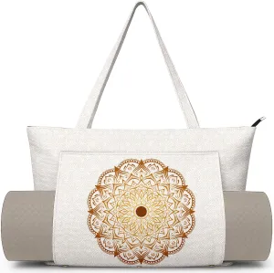 Women's Yoga Bag with Yoga Mat Carrier - Large Mat Pocket Fitness Tote for Pilates, Gym, Travel, Office & Beach