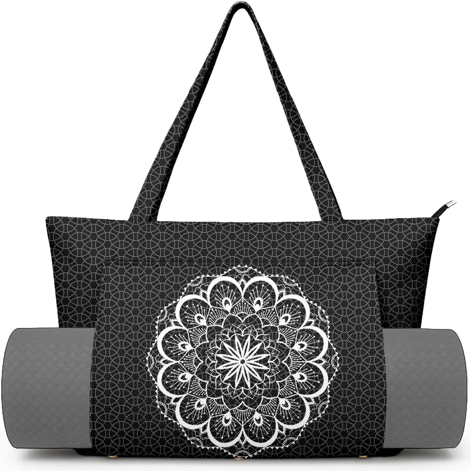 Women's Yoga Bag with Yoga Mat Carrier - Large Mat Pocket Fitness Tote for Pilates, Gym, Travel, Office & Beach