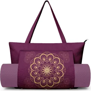 Women's Yoga Bag with Yoga Mat Carrier - Large Mat Pocket Fitness Tote for Pilates, Gym, Travel, Office & Beach