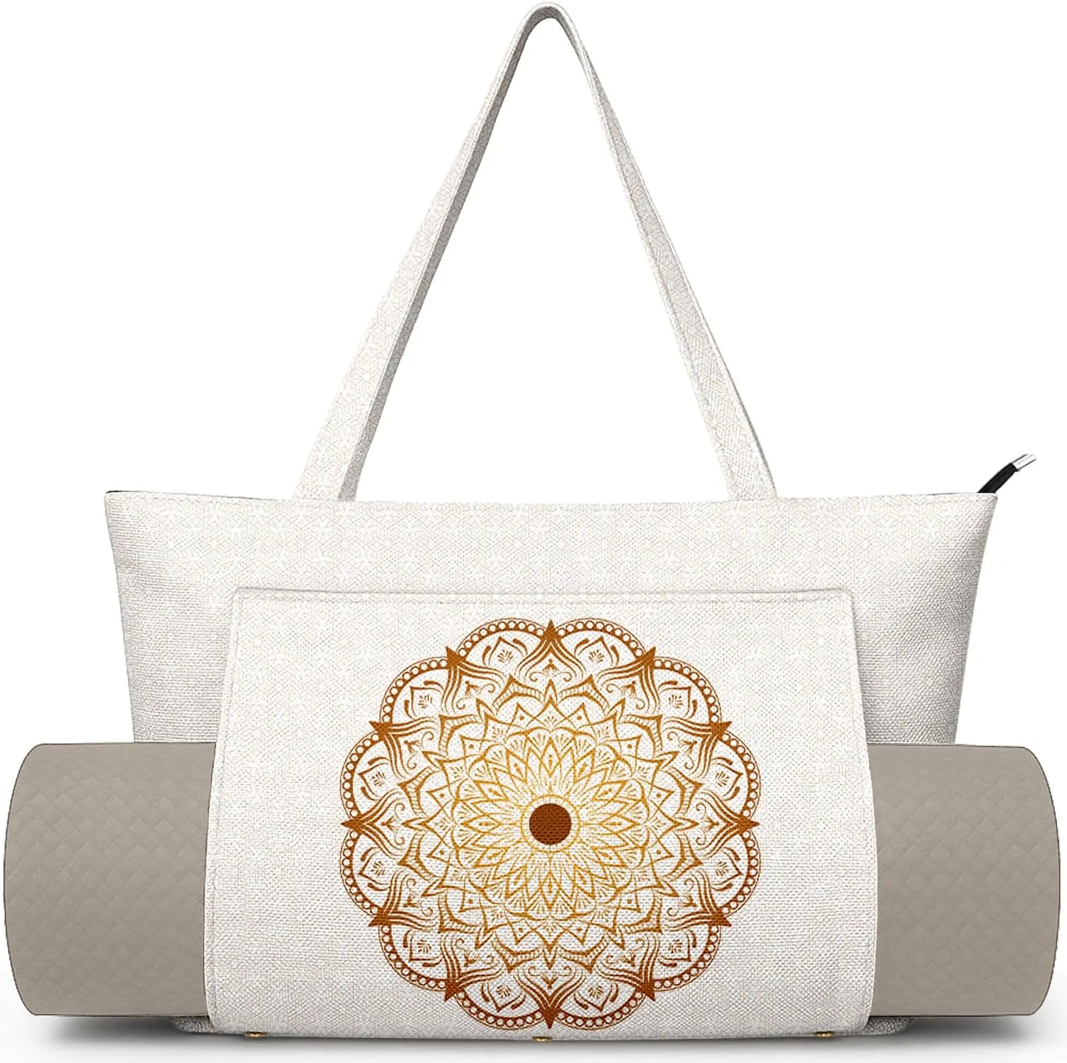 Women's Yoga Bag with Yoga Mat Carrier - Large Mat Pocket Fitness Tote for Pilates, Gym, Travel, Office & Beach