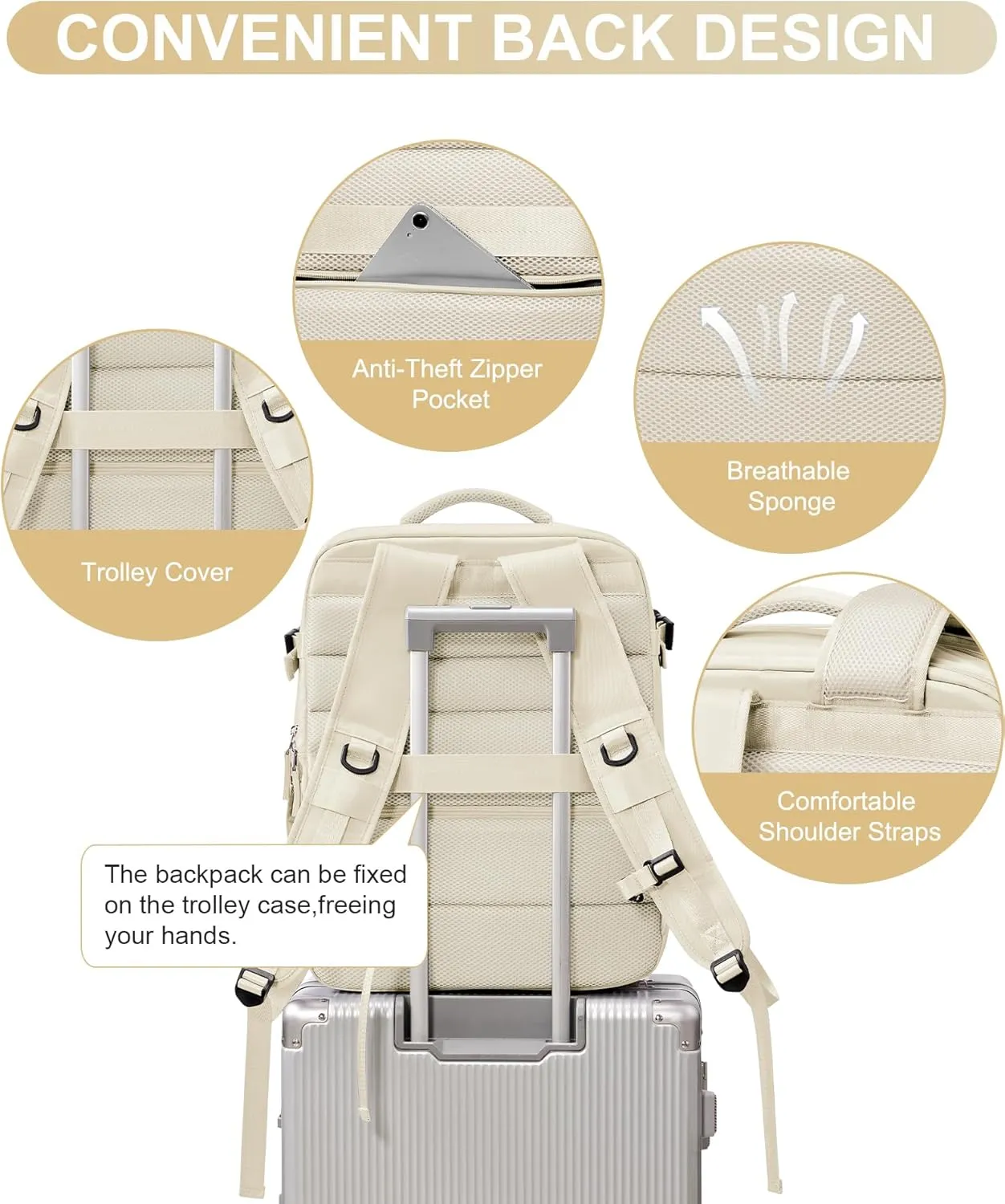 WONHOX Large Travel Backpack Carry on Flight Approved Laptop Work Business Backpack for Women Men Mochila de Viaje