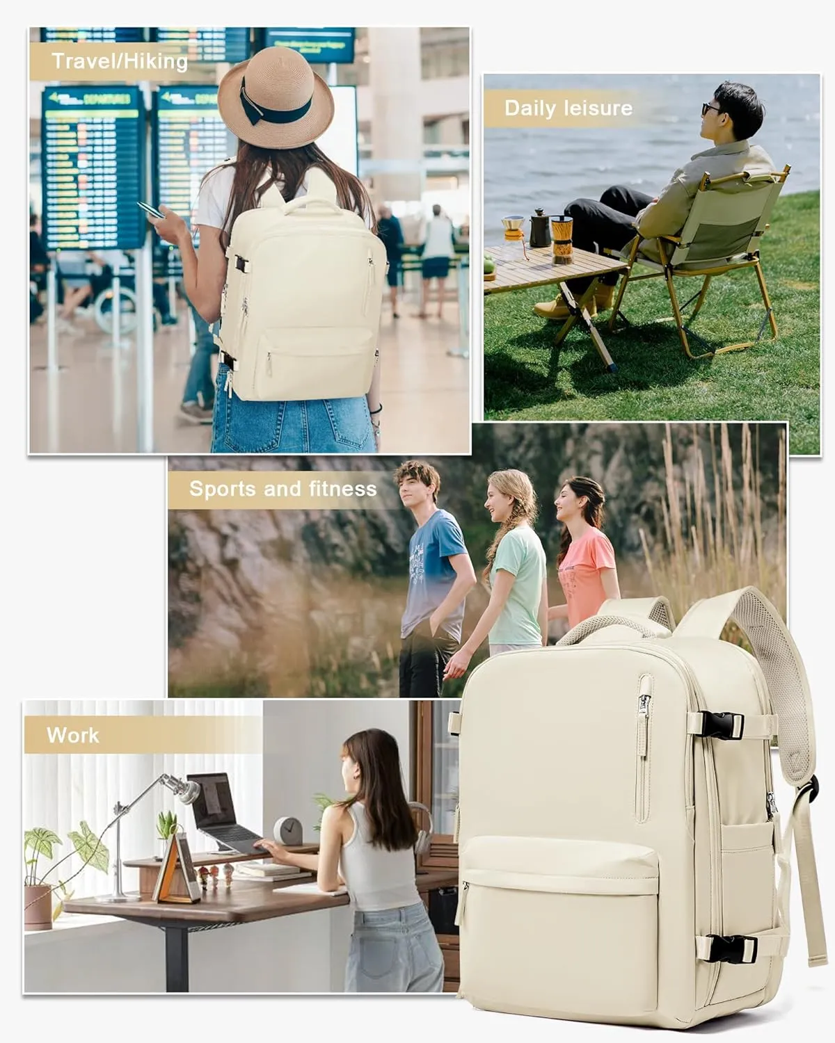 WONHOX Large Travel Backpack Carry on Flight Approved Laptop Work Business Backpack for Women Men Mochila de Viaje