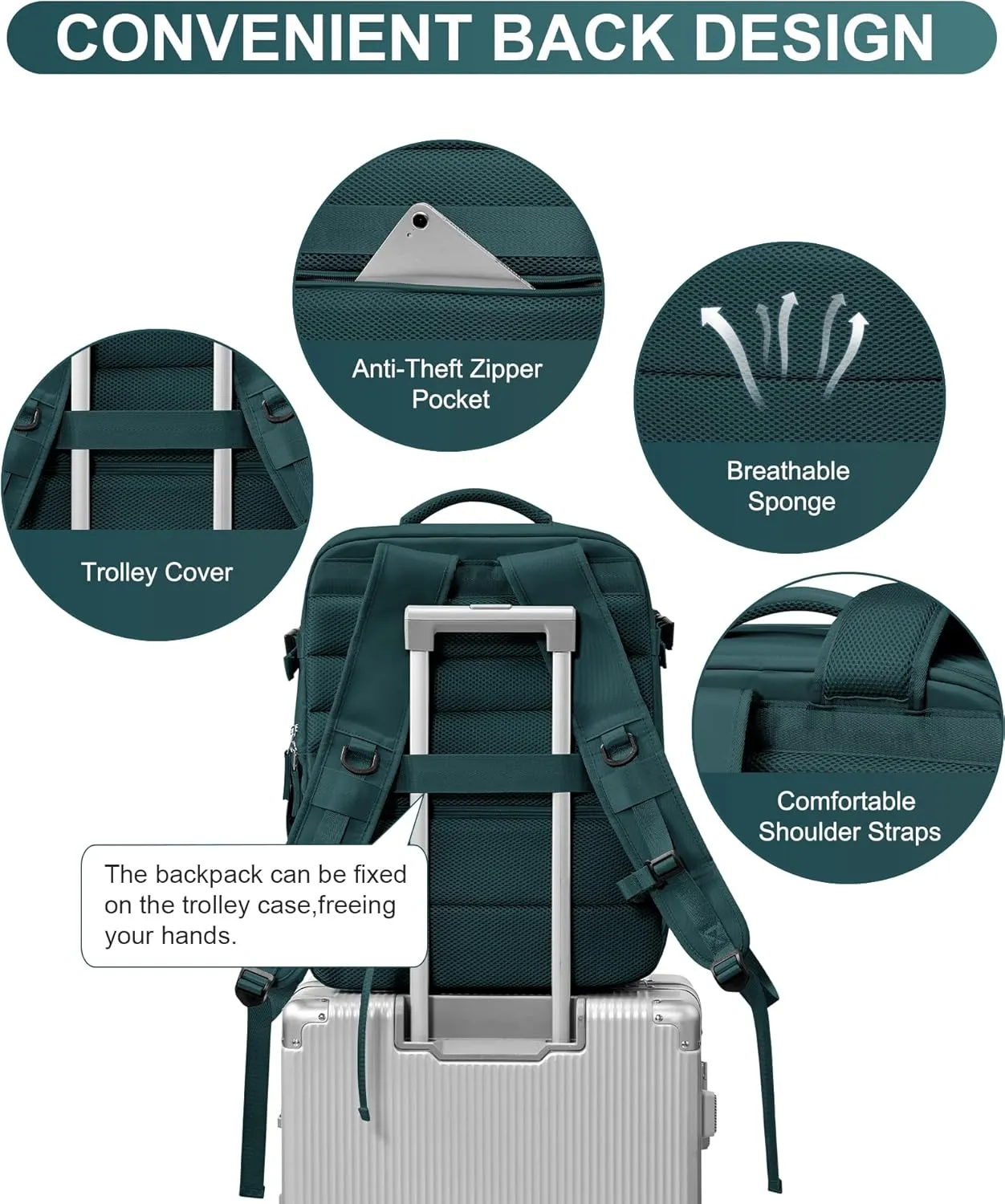 WONHOX Large Travel Backpack Carry on Flight Approved Laptop Work Business Backpack for Women Men Mochila de Viaje