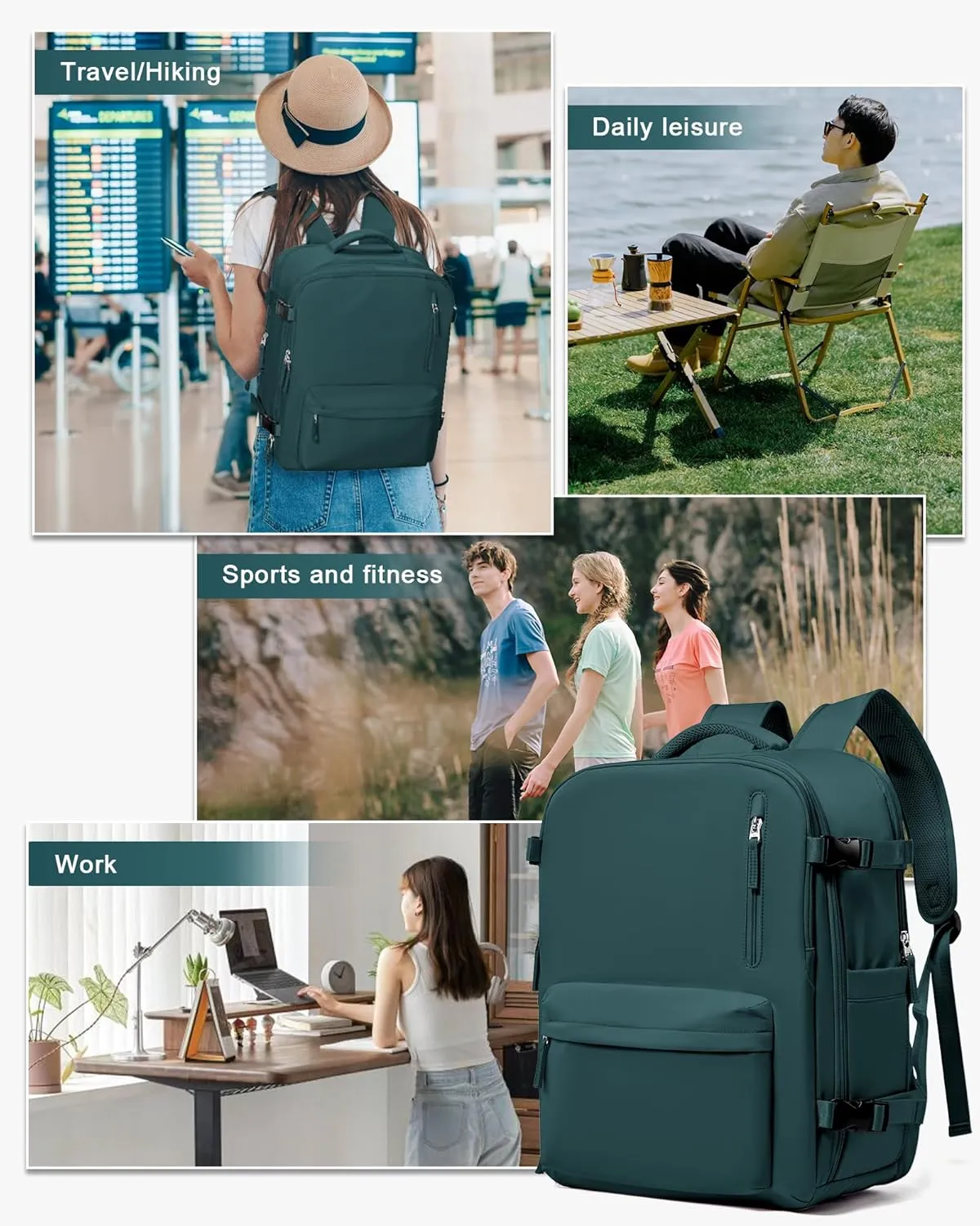 WONHOX Large Travel Backpack Carry on Flight Approved Laptop Work Business Backpack for Women Men Mochila de Viaje