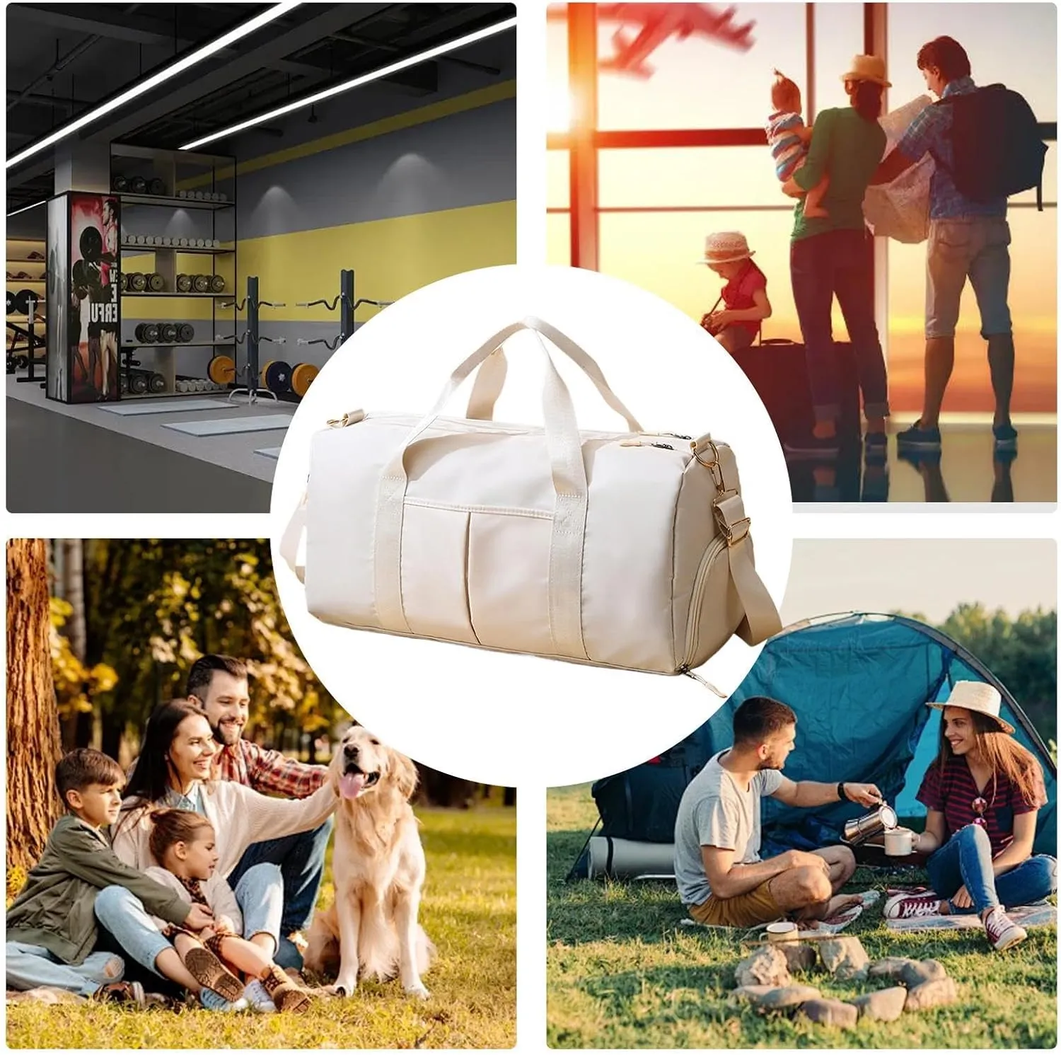 Workout Bag with Compartments | Waterproof Fitness Bags for Travel,Wear-Resistant Shoulder Bag, Portable Tote Bag with Shoulder Strap for Yoga