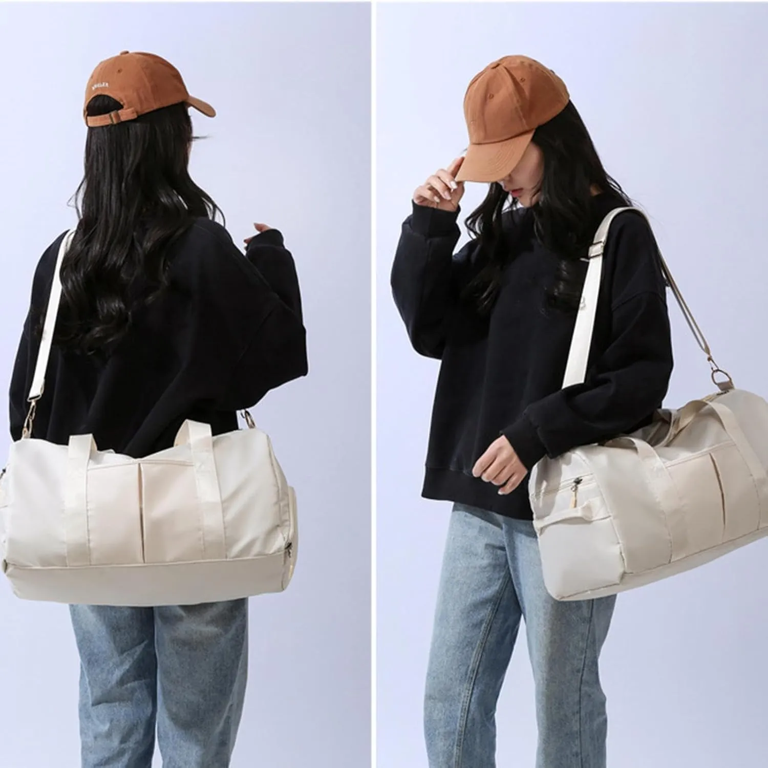 Workout Bag with Compartments | Waterproof Fitness Bags for Travel,Wear-Resistant Shoulder Bag, Portable Tote Bag with Shoulder Strap for Yoga