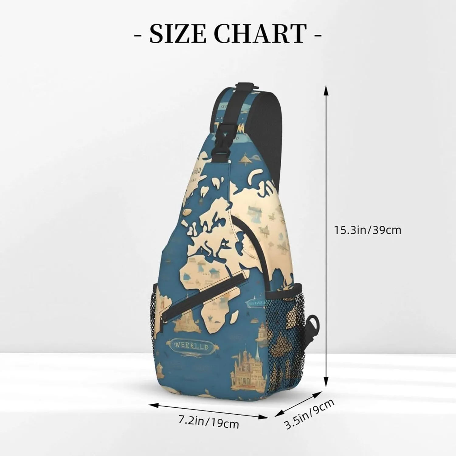 World Map High Storage Capacity Chest Bag Diagonally Sling Backpack Crossbody Shoulder Bag For Men Women