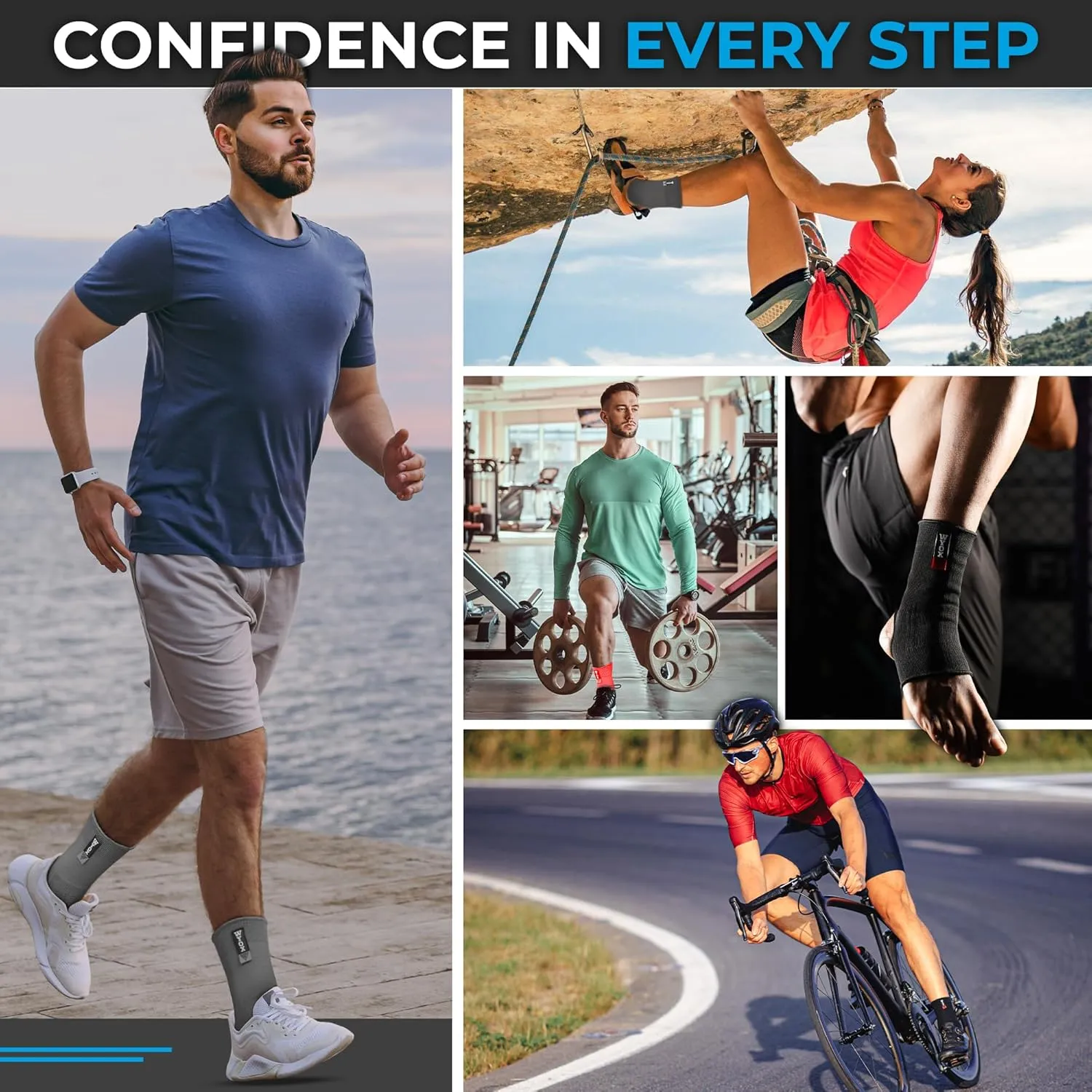 WYOX Ankle Compression Sleeve Support Brace for Men & Women, Running, Gym, Basketball, Cycling, Martial Arts, Kickboxing & Sports Stabilizer Compression Ankle Socks for Training & Recovery