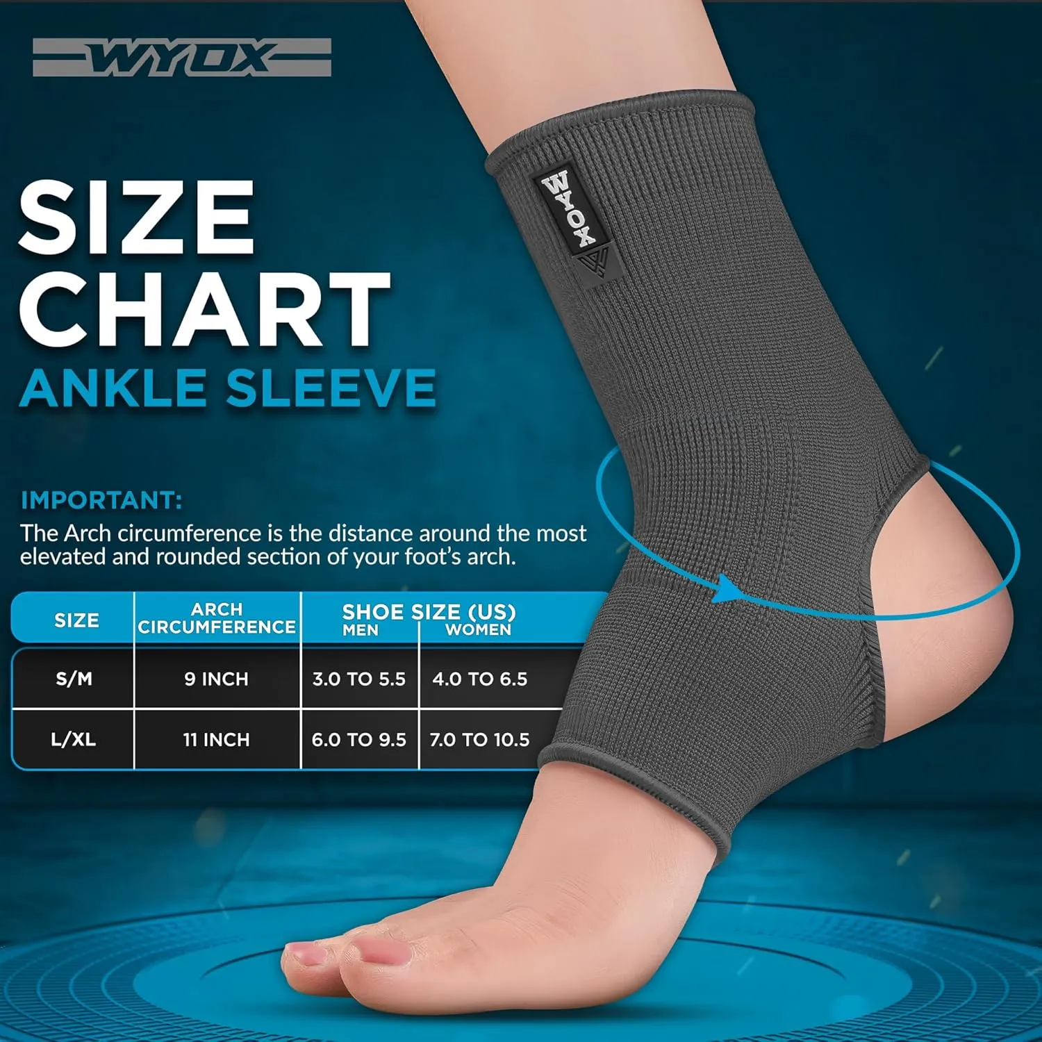 WYOX Ankle Compression Sleeve Support Brace for Men & Women, Running, Gym, Basketball, Cycling, Martial Arts, Kickboxing & Sports Stabilizer Compression Ankle Socks for Training & Recovery