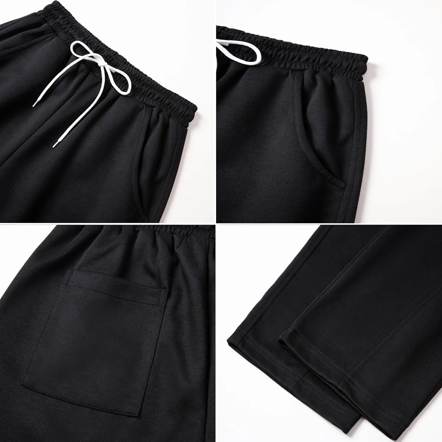 WZIKAI Men's Baggy Sweatpants Elastic Waist Drawstring Wide Leg Sweatpants Casual Loose Baggy Joggers with Pockets