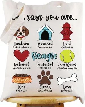 WZMPA Beagle Pet Tote Bag Beagle Mom Gift God Says You Are Handsome Accepted Bold Beagle Shopping Handbag Beagle Dog Merch