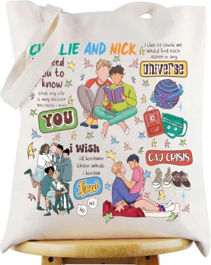 WZMPA Nick And Charlie Tote Bag Nick & Charlie Fans Gift Hi Leaves Shopping Grocery Bag Nick & Charlie TV Show Merchandise