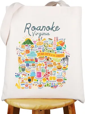 WZMPA Roanoke Virginia Travel Tote Bag Roanoke Vacation Merchandise Roanoke Star City Of The South Shopping Grocery Bag