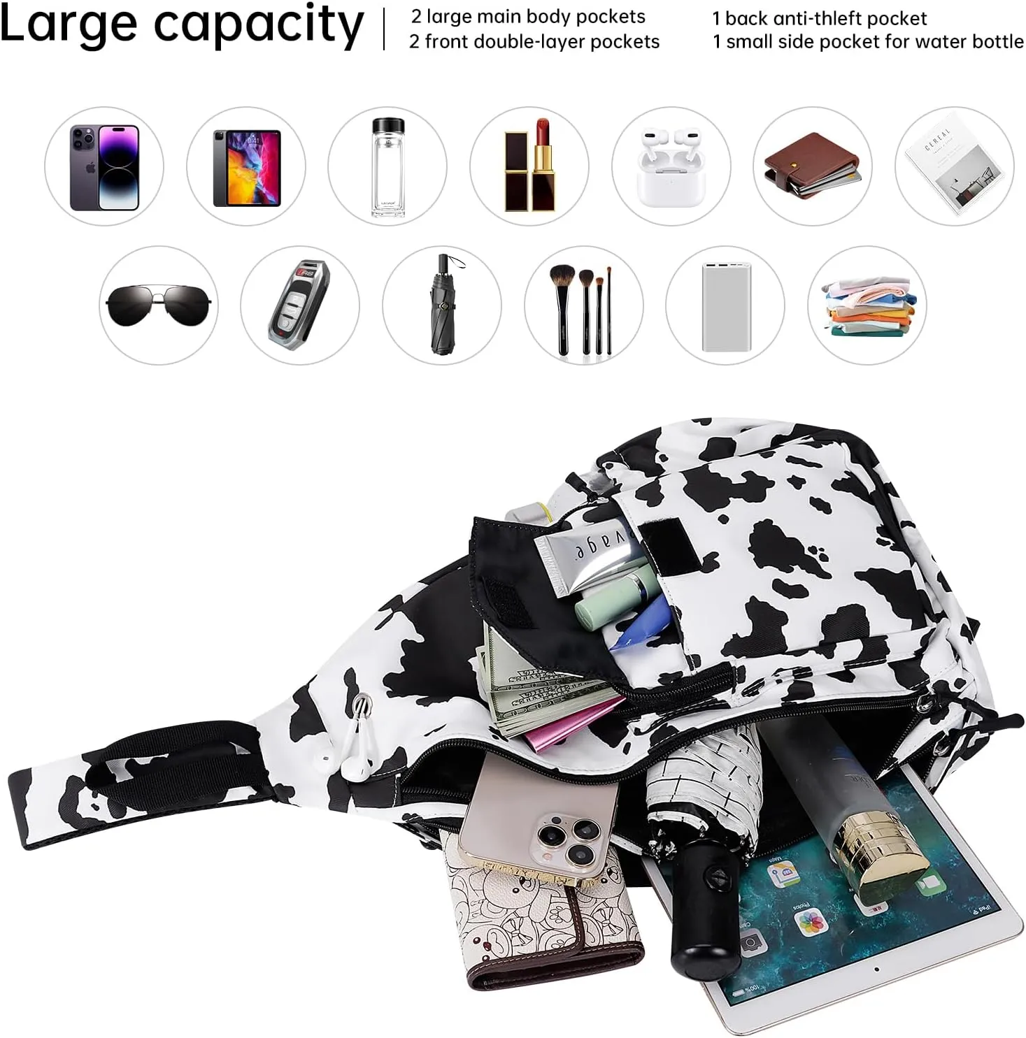 XEYOU Women's Sling Crossbody bag Casual Daypack Outdoor Travel Hiking Backpack for Cycling Walking Dog Hiking