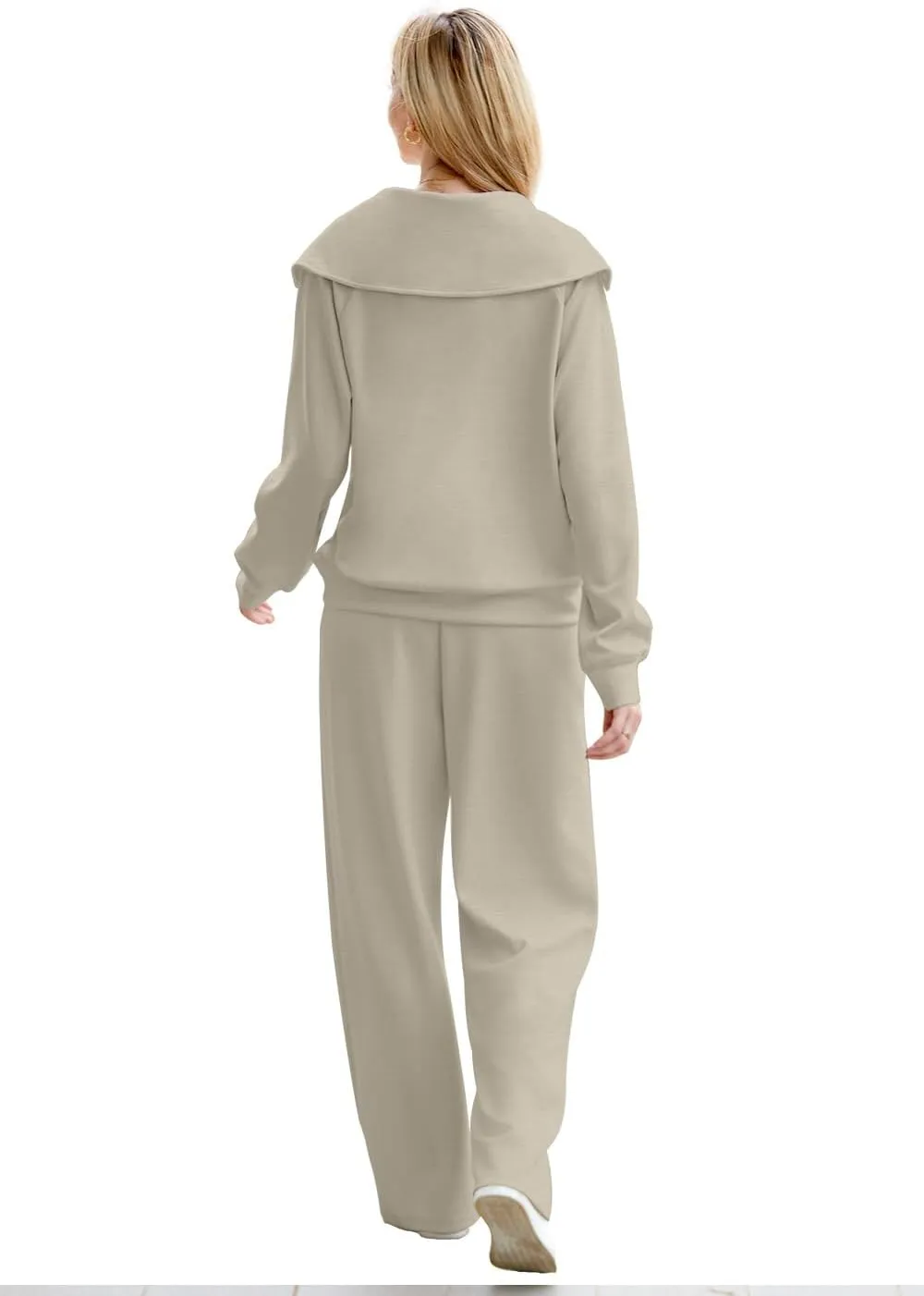 XIEERDUO Lounge Sets For Women 2024 Half Zip Sweatshirt And Wide Leg Sweatpant 2 Piece Outfits Sweatsuit Tracksuit