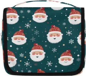 Xmas Santa Claus Snow Hanging Travel Toiletry Bag Kit Makeup Case Cosmetics Organizer Toiletry Bag for Women Make up Accessories Shampoo Body Cream Brushes Set