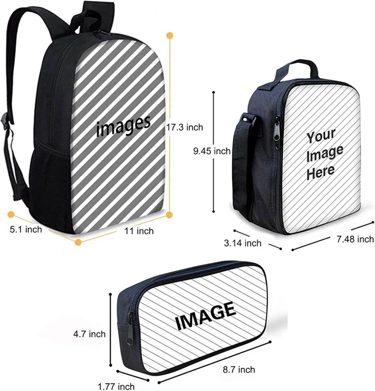 Xoenoiee Boys Girls School Backpacks Book Bag Set with Lunch Bags Pencil Case,3 Piece, Travel Hiking Camping Daypack Set Giraffe Sunflower American Flag Pattern