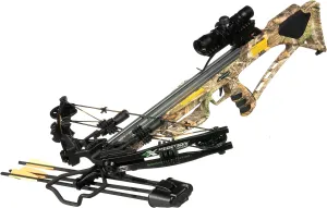 Xpedition Archery Viking X380 Crossbow Package with 4 x 32 Illuminated Scope, 3-Bolt Quiver, Three 20" Bolts, Shoulder Sling, and Cocking Rope