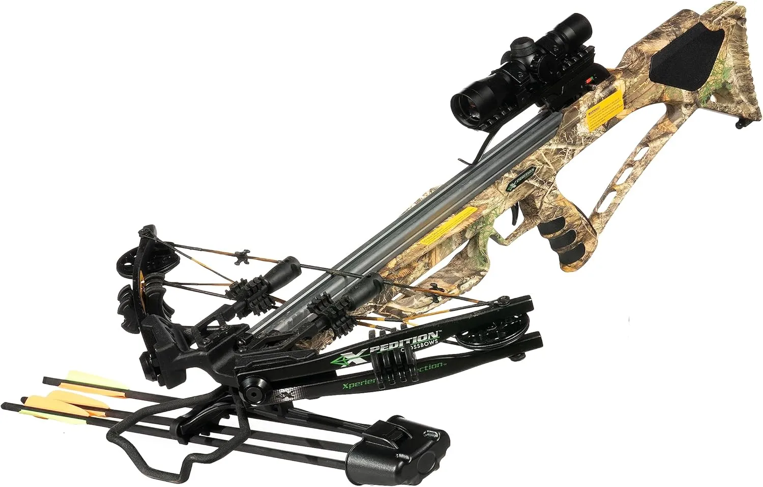 Xpedition Archery Viking X380 Crossbow Package with 4 x 32 Illuminated Scope, 3-Bolt Quiver, Three 20" Bolts, Shoulder Sling, and Cocking Rope