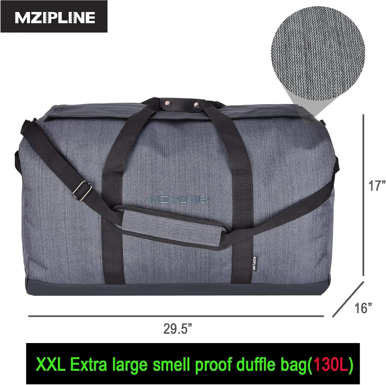 XXL Extra Large Duffle Bag Water Resistant Sport Gym Overnight Weekender Bag,Holdall Travel Duffel Bag With Carbon Lining (Grey, Extra Large)