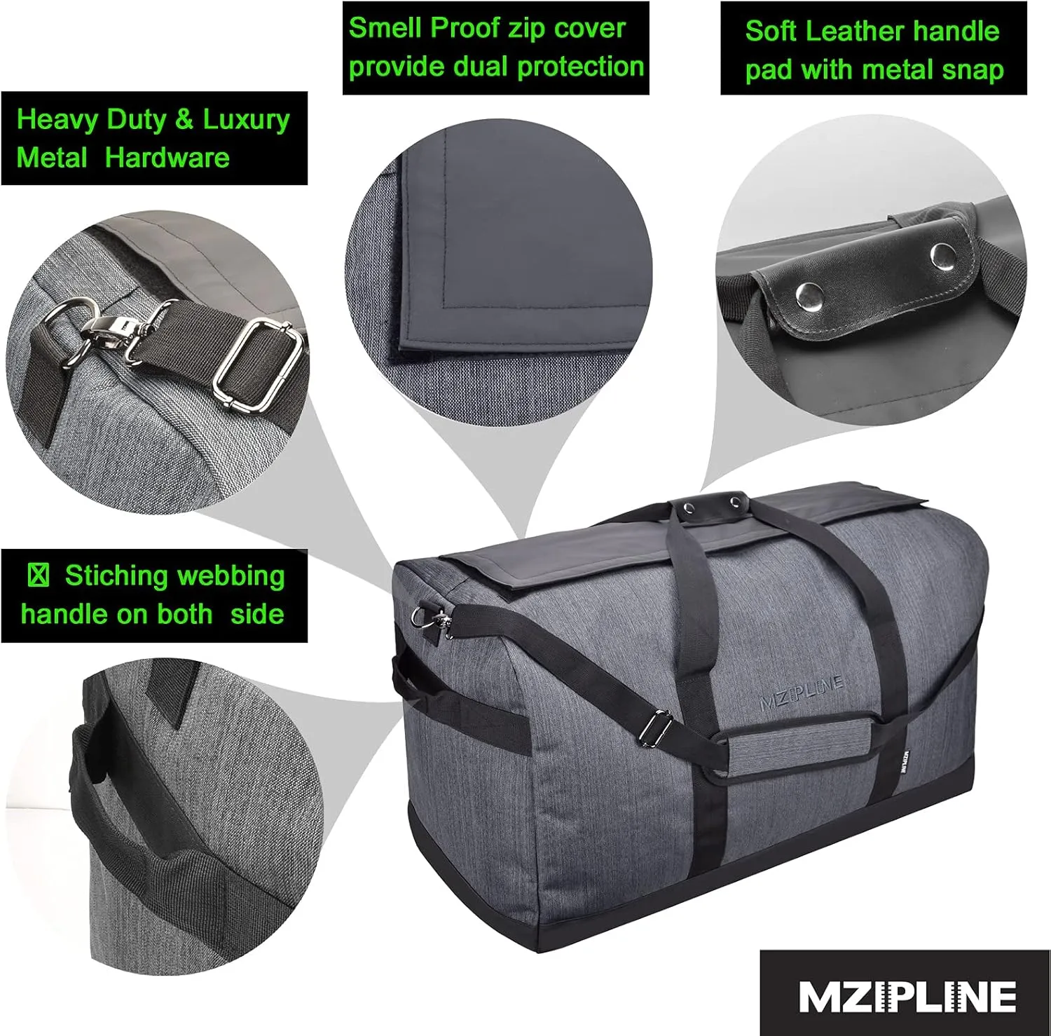 XXL Extra Large Duffle Bag Water Resistant Sport Gym Overnight Weekender Bag,Holdall Travel Duffel Bag With Carbon Lining (Grey, Extra Large)