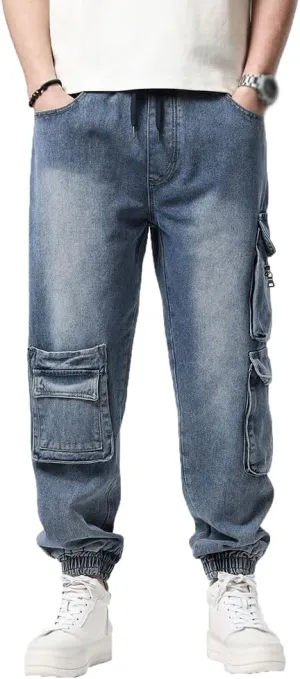 XYGJZ Men's Baggy Jeans Hip Hop Jeans Streetwear Loose Fit Straight Leg Cargo Denim Pants