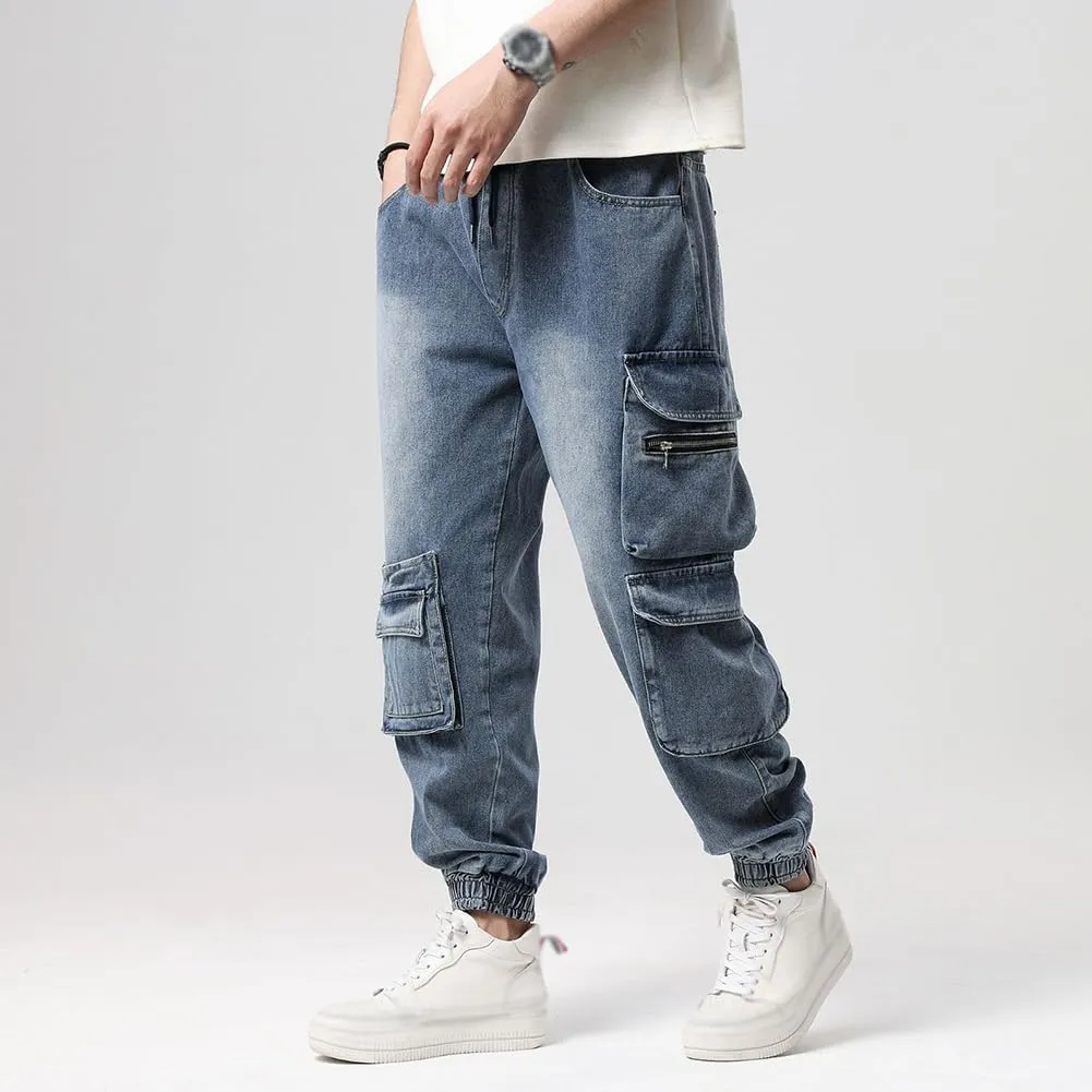 XYGJZ Men's Baggy Jeans Hip Hop Jeans Streetwear Loose Fit Straight Leg Cargo Denim Pants