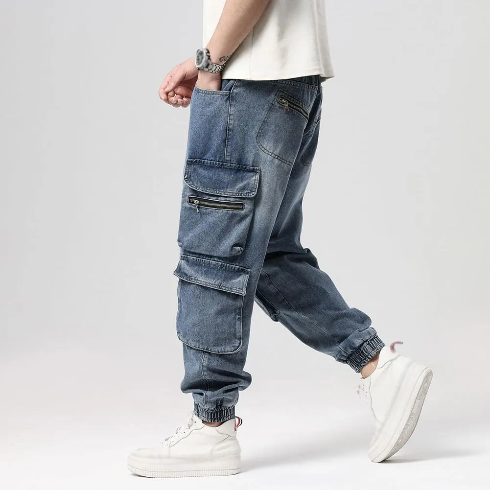 XYGJZ Men's Baggy Jeans Hip Hop Jeans Streetwear Loose Fit Straight Leg Cargo Denim Pants