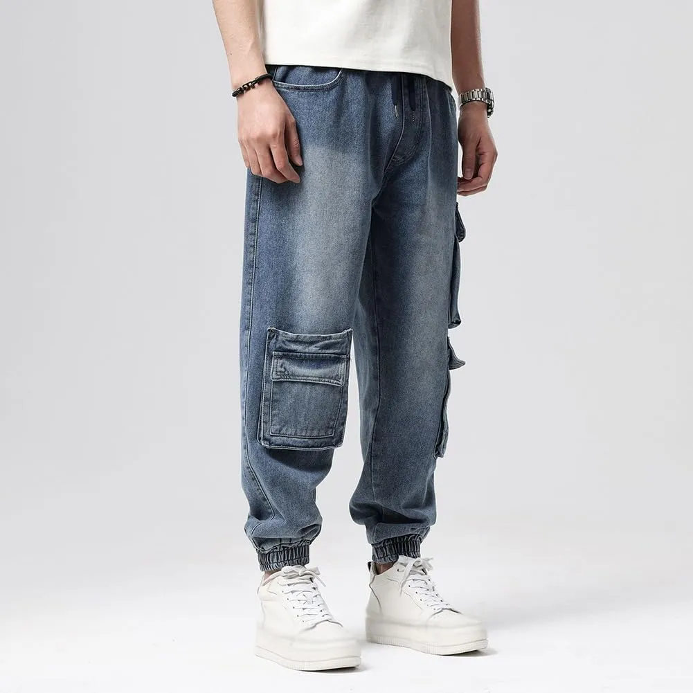 XYGJZ Men's Baggy Jeans Hip Hop Jeans Streetwear Loose Fit Straight Leg Cargo Denim Pants