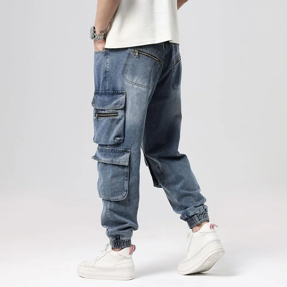 XYGJZ Men's Baggy Jeans Hip Hop Jeans Streetwear Loose Fit Straight Leg Cargo Denim Pants