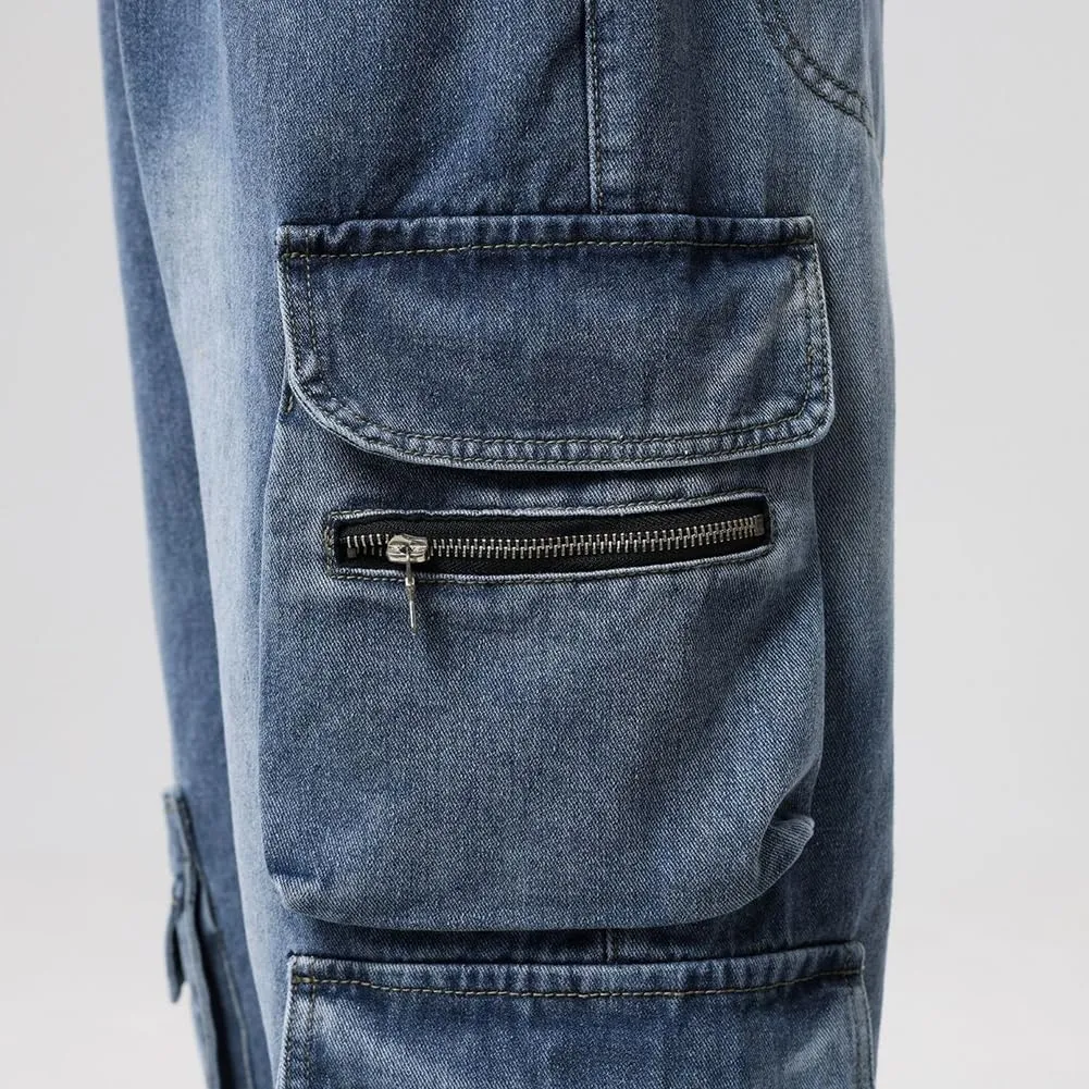 XYGJZ Men's Baggy Jeans Hip Hop Jeans Streetwear Loose Fit Straight Leg Cargo Denim Pants