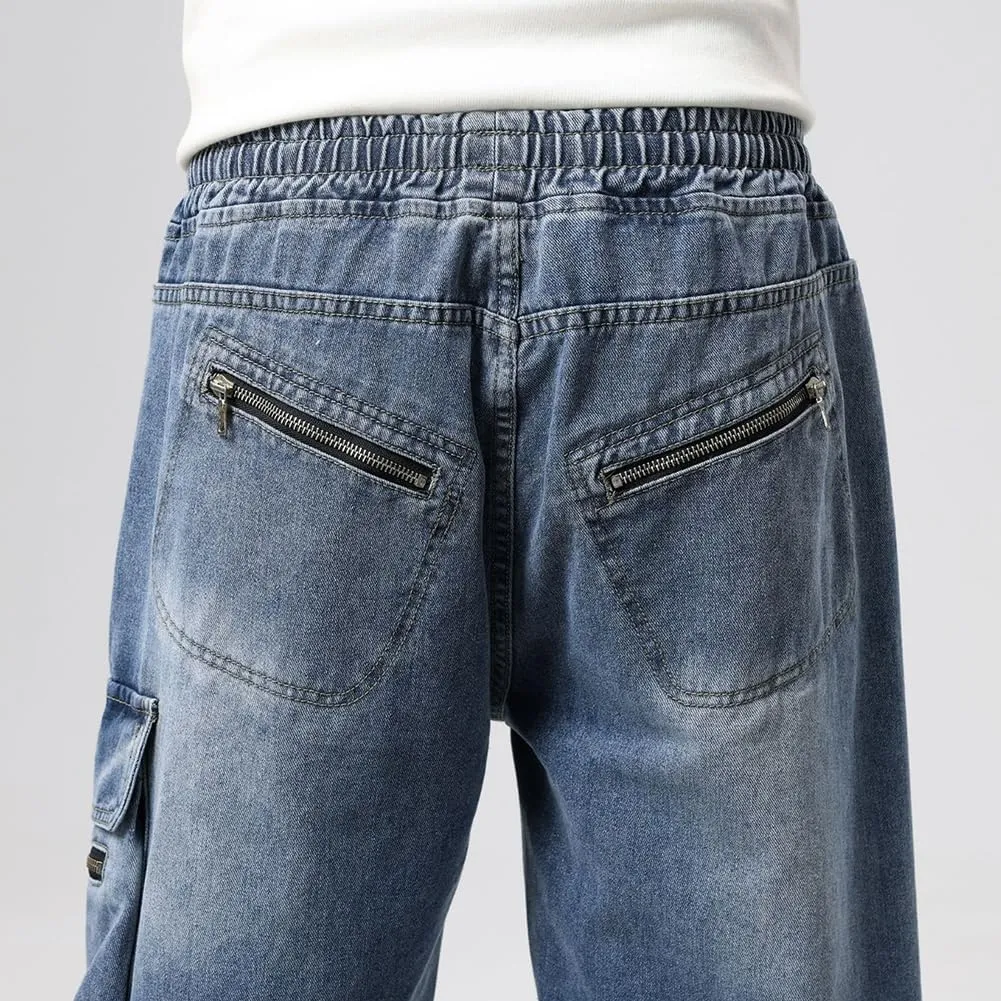 XYGJZ Men's Baggy Jeans Hip Hop Jeans Streetwear Loose Fit Straight Leg Cargo Denim Pants