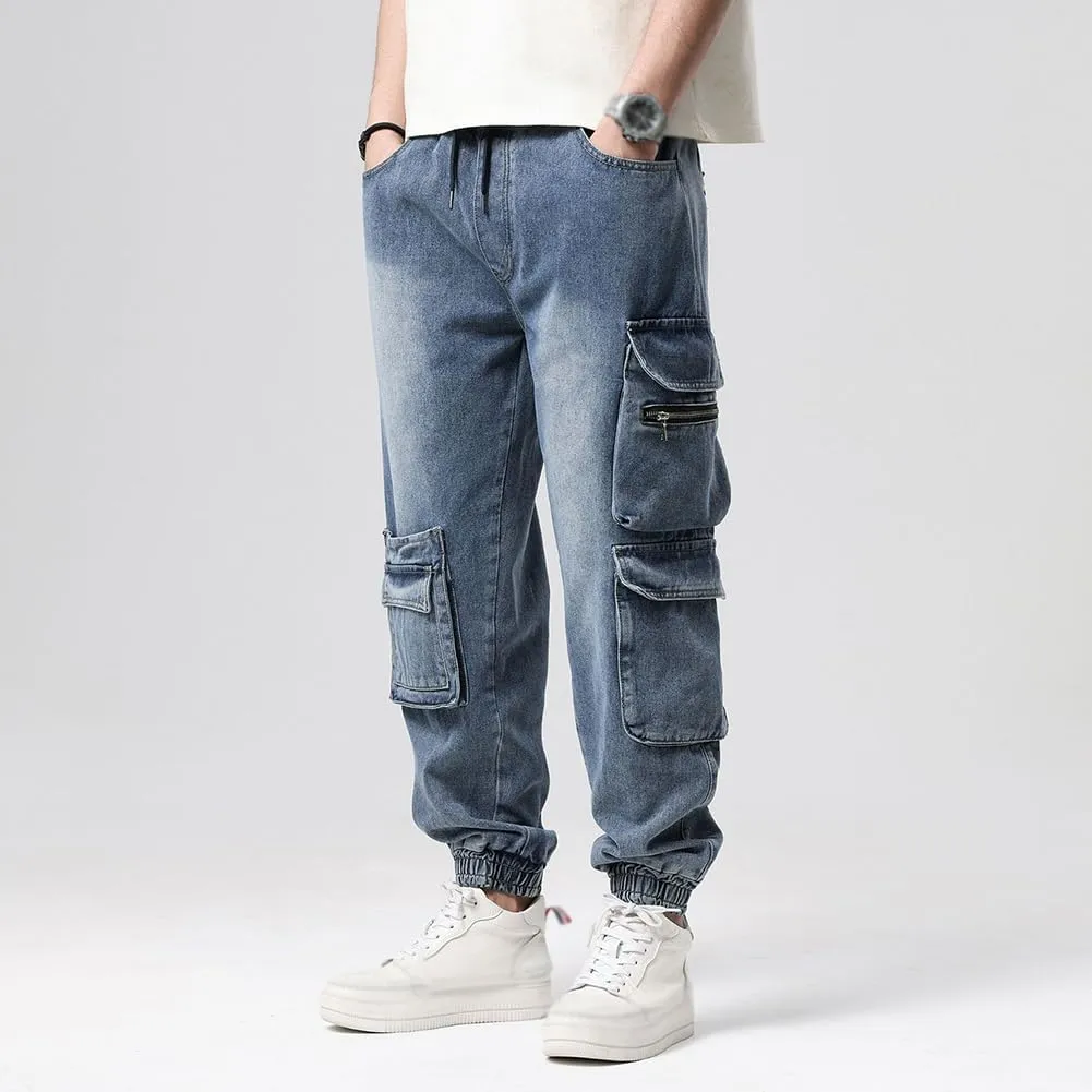 XYGJZ Men's Baggy Jeans Hip Hop Jeans Streetwear Loose Fit Straight Leg Cargo Denim Pants