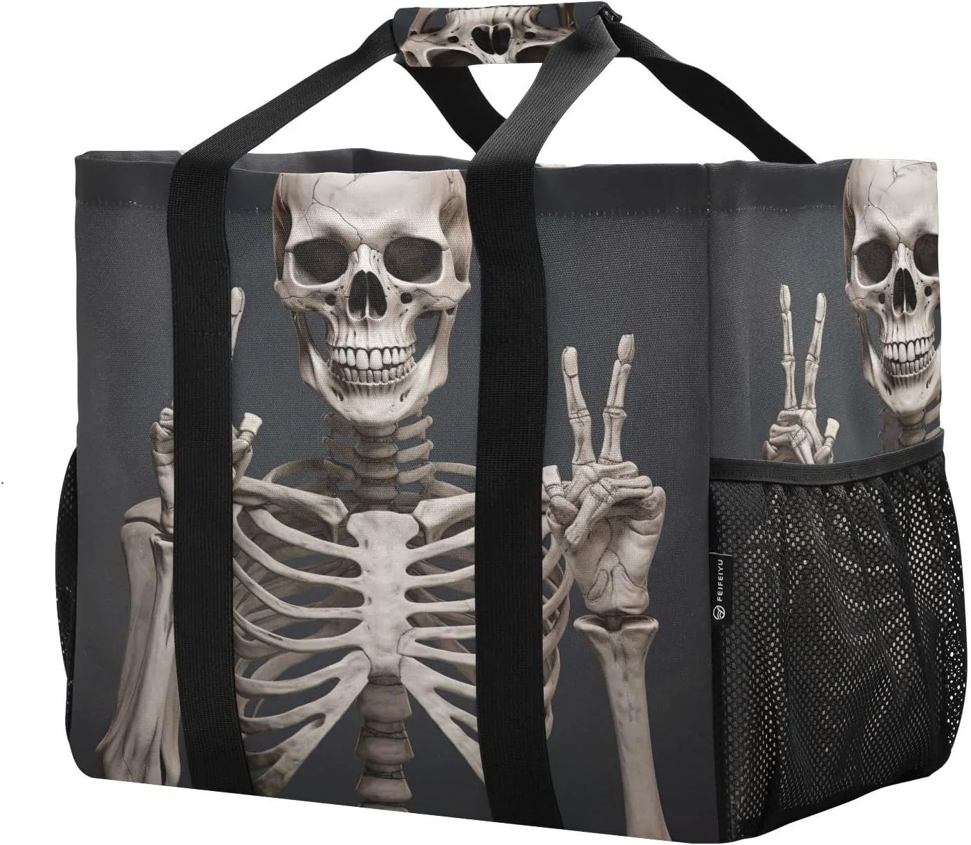 Yeah Skeleton Black Foldable Travel Duffel Bag for Men Women Waterproof Weekender Overnight Carry On Tote Bag with Comfortable Handle Luggage Bag for Business Trips Sport Hospital Airplane