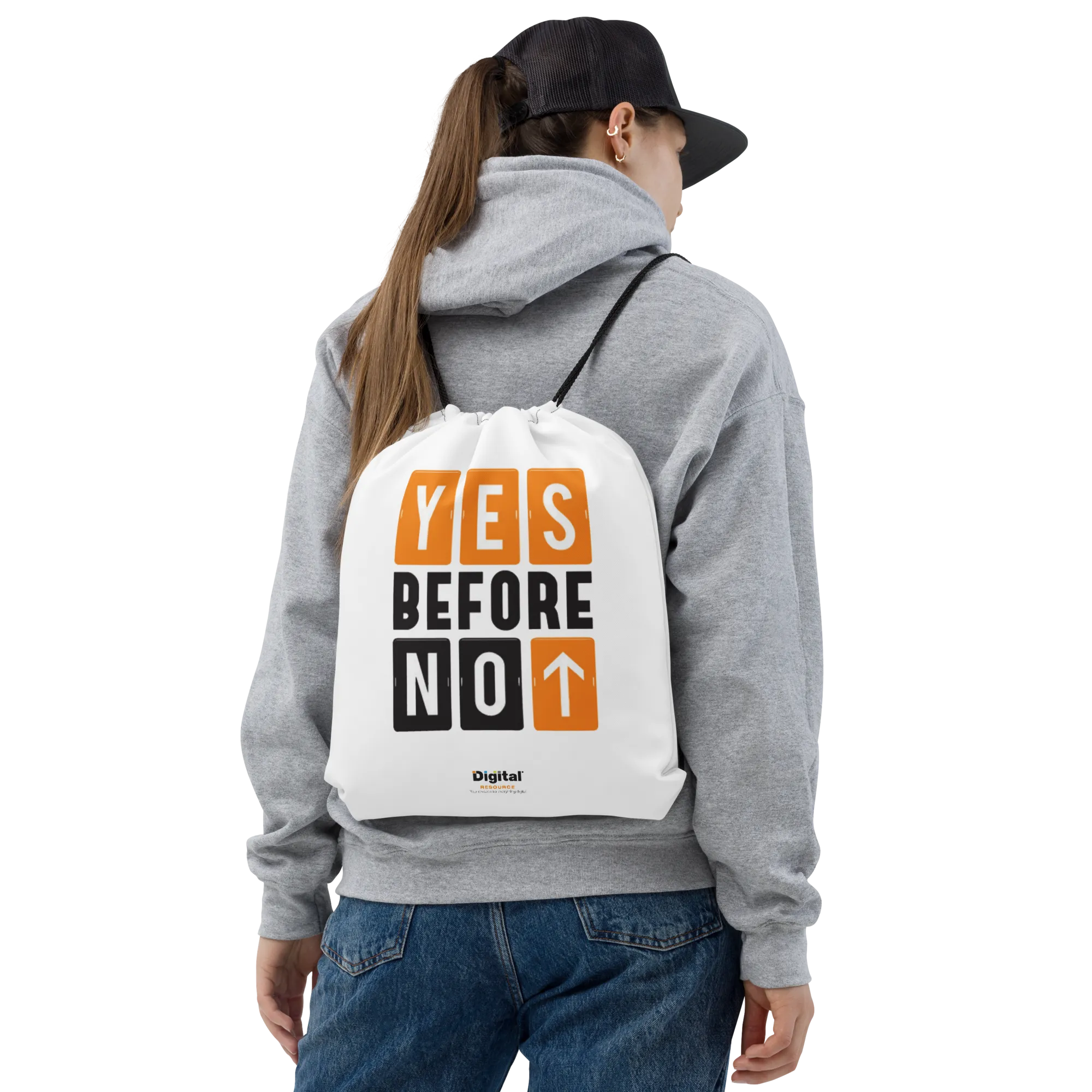 Yes Before No Drawstring Bag