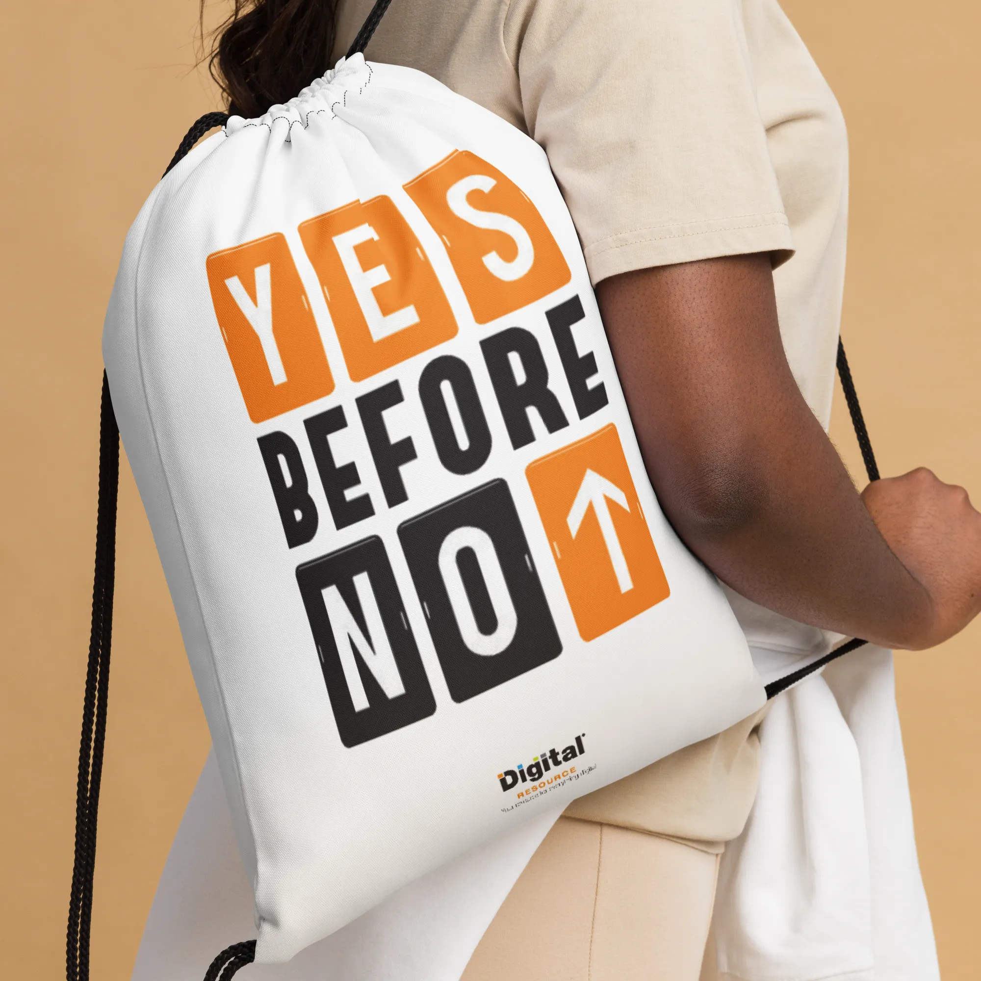 Yes Before No Drawstring Bag
