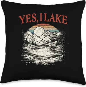Yes I Lake Traveler Camping Exploration Camper Lakes Throw Pillow