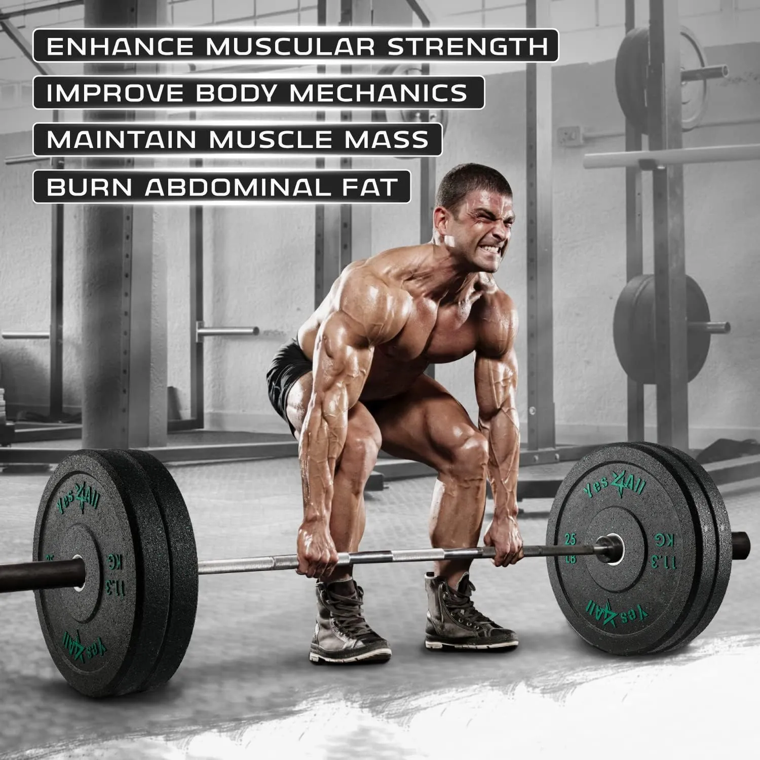 Yes4All 2" Bumper Plate, Olympic Rubber Weight Plate with Steel Hub for WeightLifting, Strength Training, Home Gym, Less Impact, Absorb Bounce & Shock (Single)
