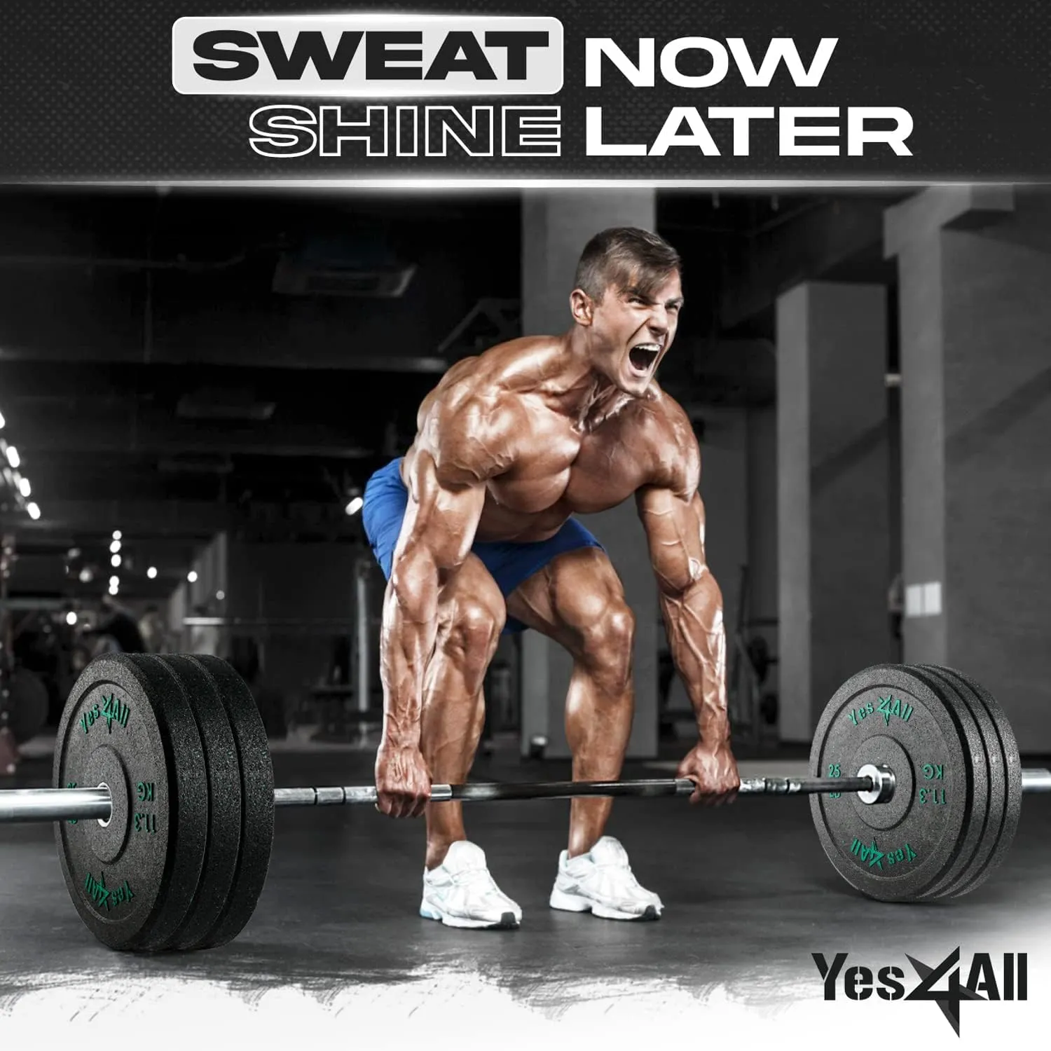 Yes4All 2" Bumper Plate, Olympic Rubber Weight Plate with Steel Hub for WeightLifting, Strength Training, Home Gym, Less Impact, Absorb Bounce & Shock (Single)