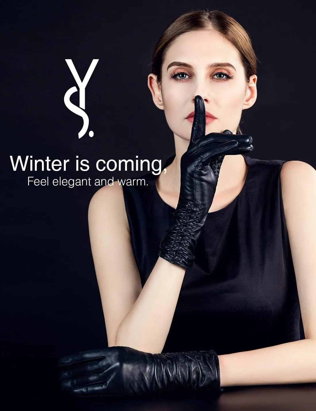 YISEVEN Women’s Mid Length Long Leather Gloves Touchscreen with Wrinkled Design