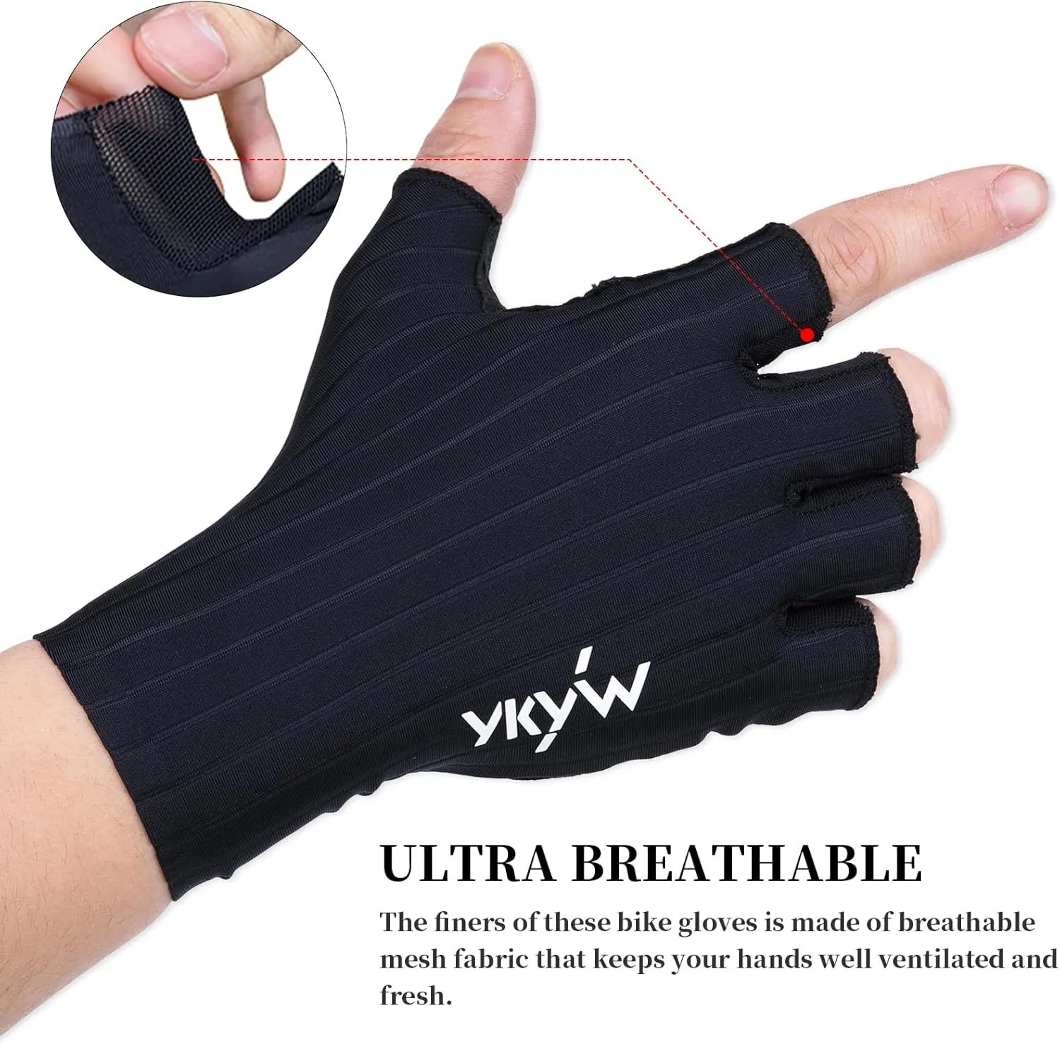 YKYWBIKE Cycling Gloves-Breathable Bike Gloves,Half Finger Padded Sport Gloves,Anti-Slip Biking Gloves,Shock-Absorbing MTB Bicycle Gloves for Men Women