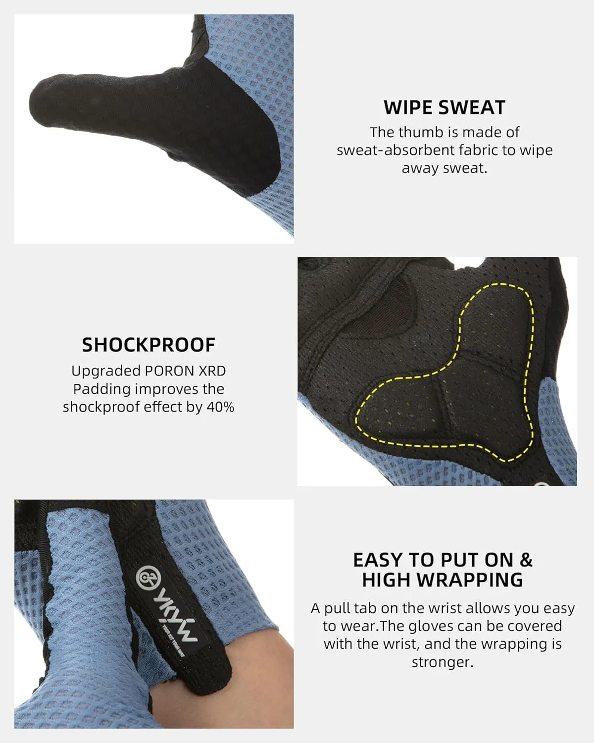 YKYWBIKE Cycling Gloves-Touch Screen Biker Gloves,Full Finger Mountain Bike Gloves,Shock-Absorbing MTB Bicycle Gloves for Men Women