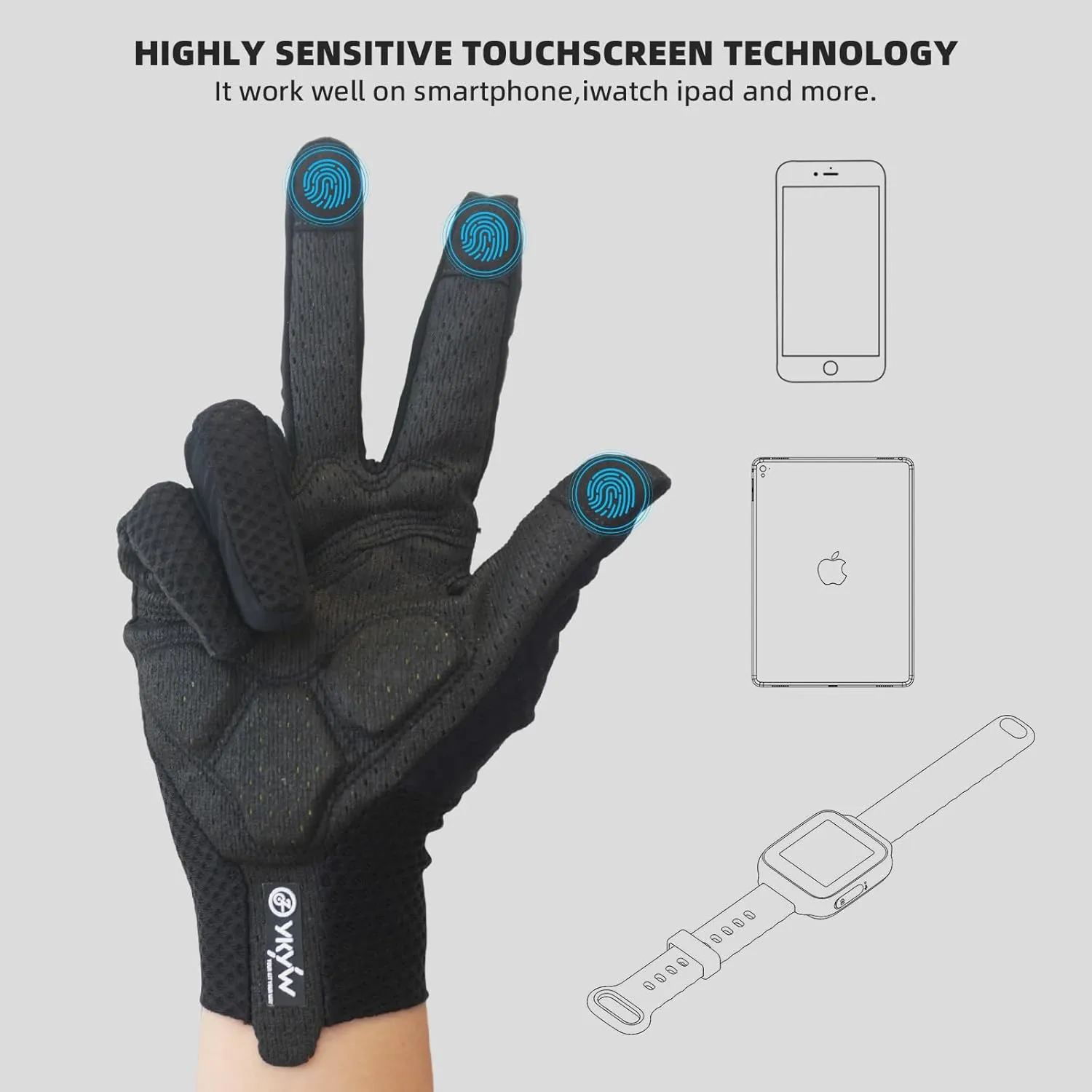YKYWBIKE Cycling Gloves-Touch Screen Biker Gloves,Full Finger Mountain Bike Gloves,Shock-Absorbing MTB Bicycle Gloves for Men Women