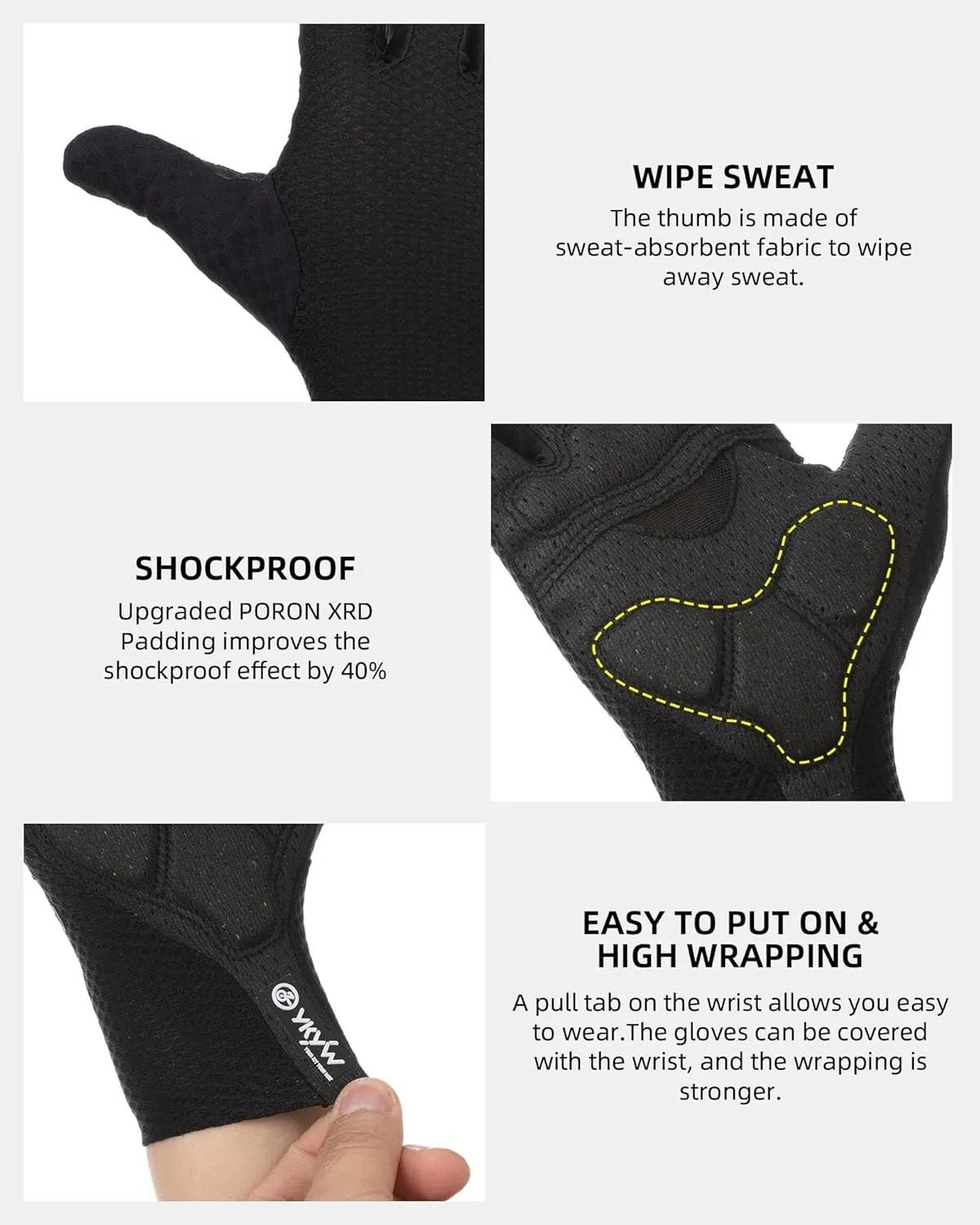 YKYWBIKE Cycling Gloves-Touch Screen Biker Gloves,Full Finger Mountain Bike Gloves,Shock-Absorbing MTB Bicycle Gloves for Men Women