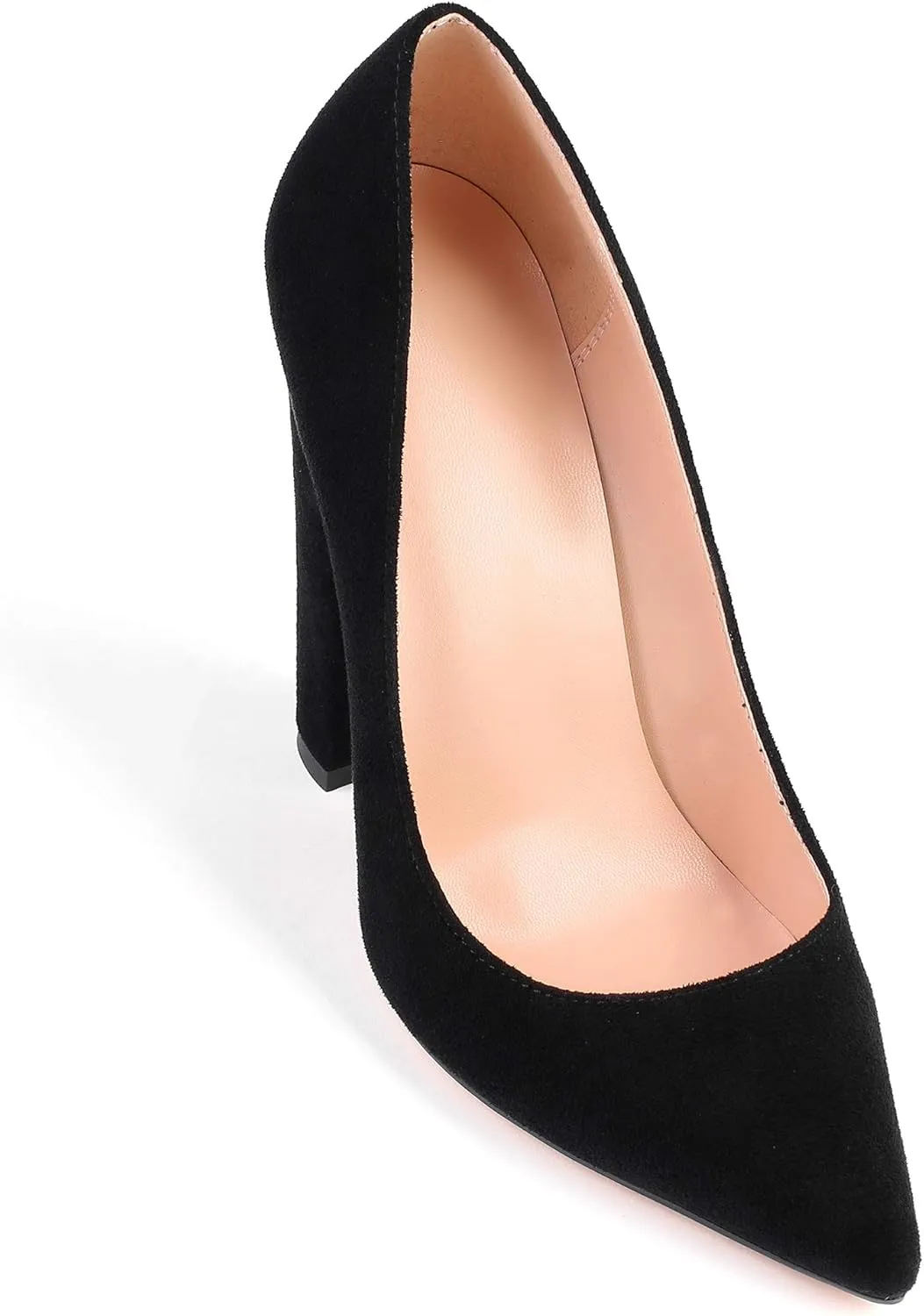 YODEKS Women's Block High Heel Pumps Sexy Pointed Toe Heels Slip On High Heel Comfort Shoes, 4.7 Inches Patent Lesther Business Shoes for Party Office Wedding Dress